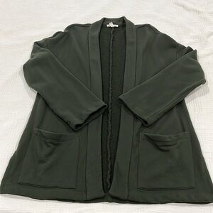 Eileen Fisher Seaweed Green Organic Cotton Terry Jacket XS